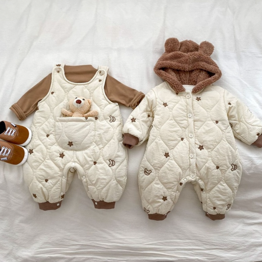 Starry Bear Padded Overalls or Hooded Jumpsuit