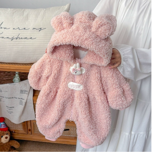 Pink Rabbit Fleece Bodysuit