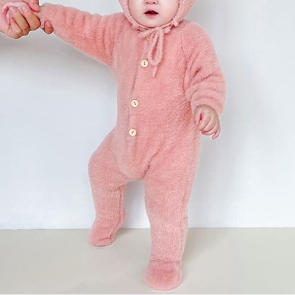 Cloud Teddy Cozy Footed Jumpsuit Set