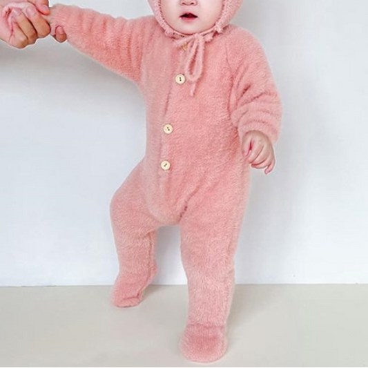Cloud Teddy Cozy Footed Jumpsuit Set