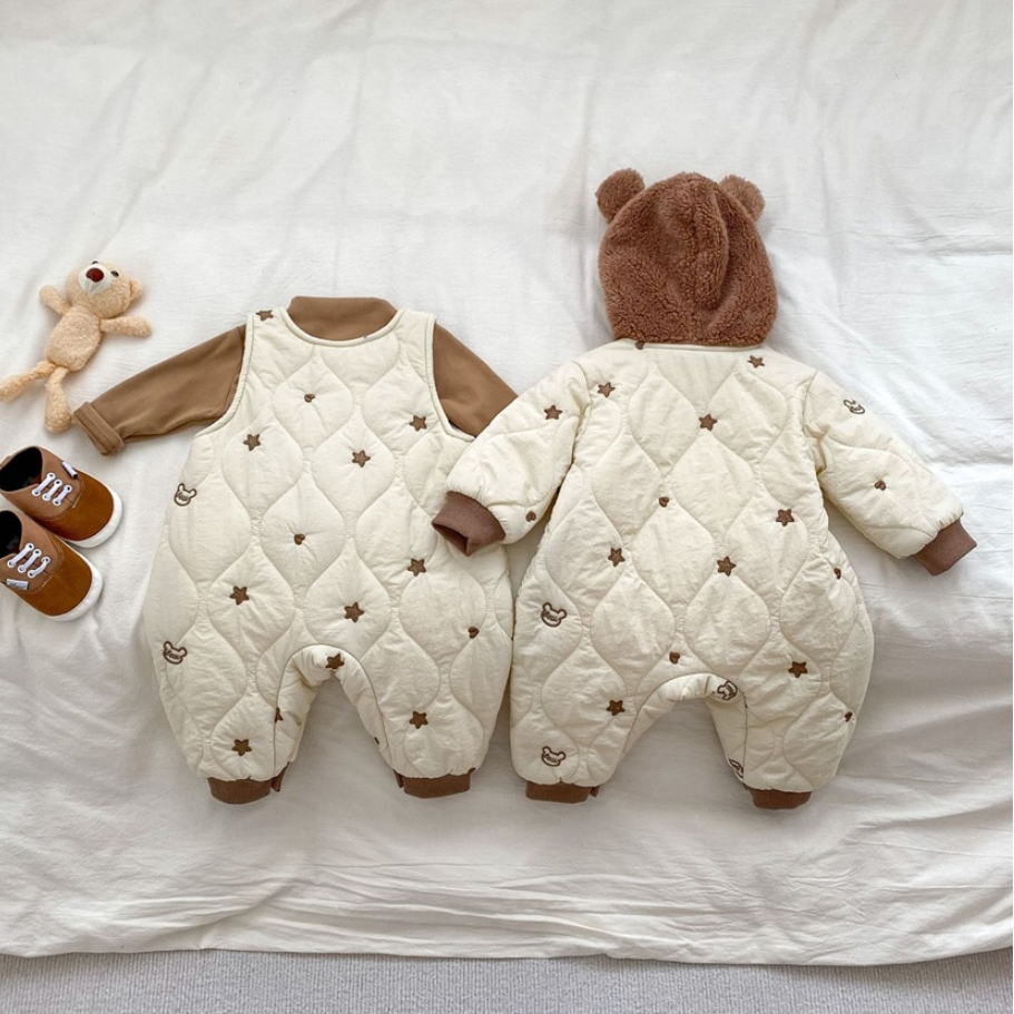 Starry Bear Padded Overalls or Hooded Jumpsuit