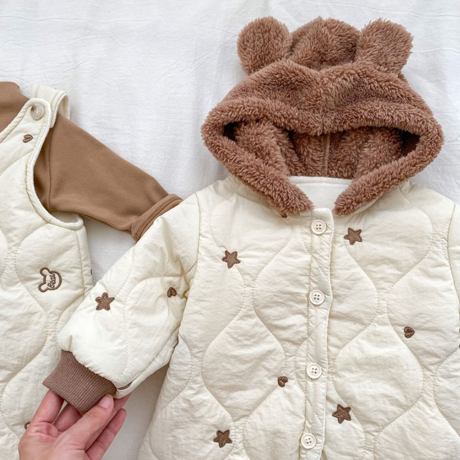 Starry Bear Padded Overalls or Hooded Jumpsuit