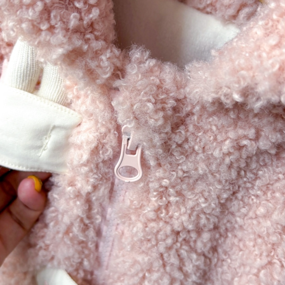 Pink Rabbit Fleece Bodysuit