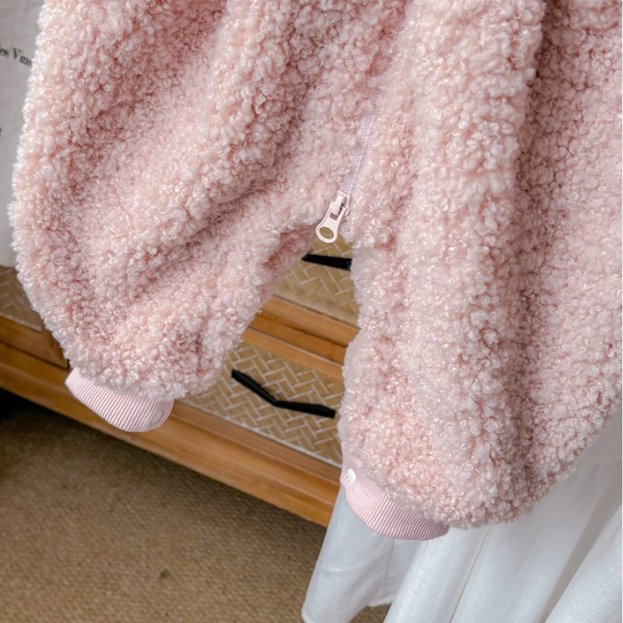 Pink Rabbit Fleece Bodysuit