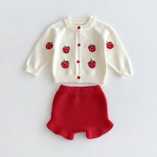 Sweet Berry Knit Cardigan and Pants Set