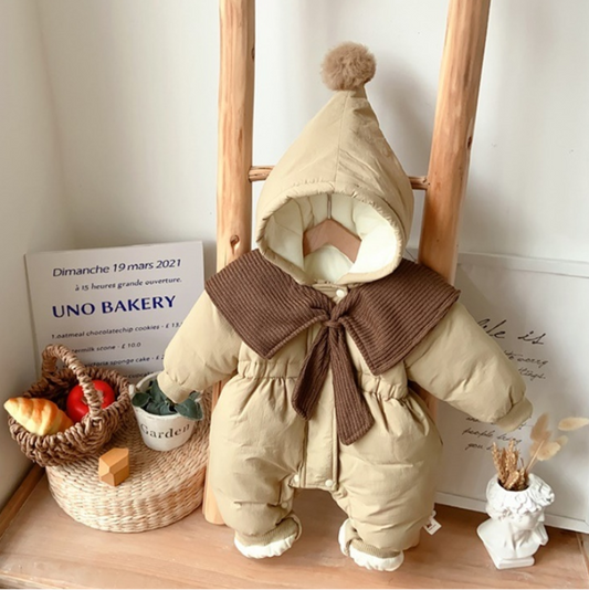 Dear Brown Padded Cone Hood Bodysuit