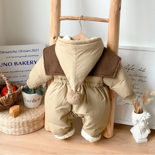 Dear Brown Padded Cone Hood Bodysuit
