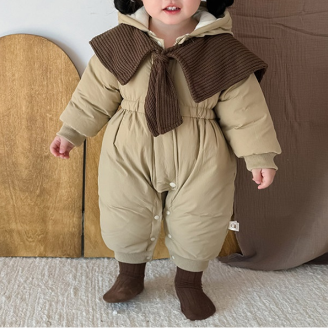 Dear Brown Padded Cone Hood Bodysuit