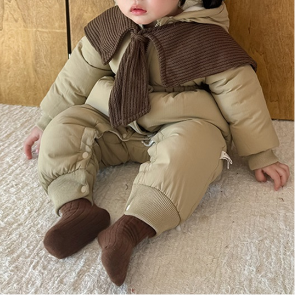 Dear Brown Padded Cone Hood Bodysuit