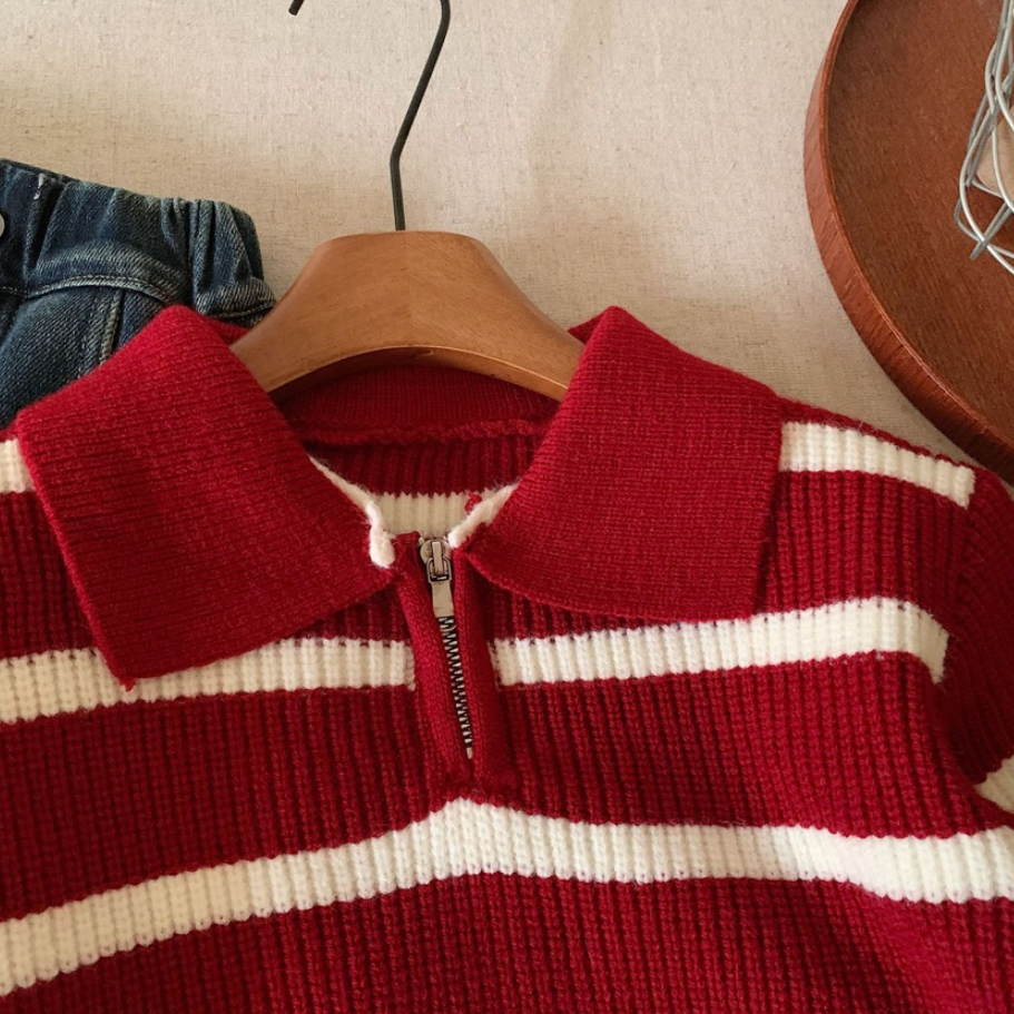 Joyful Stripe Collar Knit Sweater (Toddler/Kids)