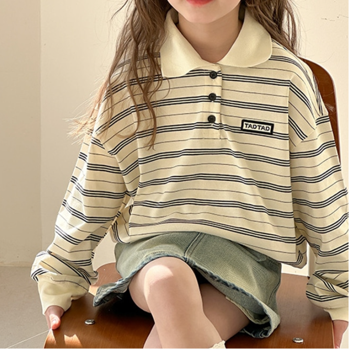 Relaxed Fit Stripe Collar Sweatshirt (Toddler/Kids/Junior)