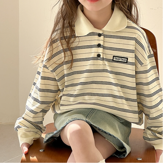 Relaxed Fit Stripe Collar Sweatshirt (Toddler/Kids/Junior)