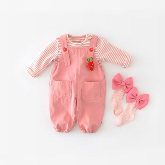 Strawberry Pink Rabbit Suspender Overalls (Baby/Toddler)