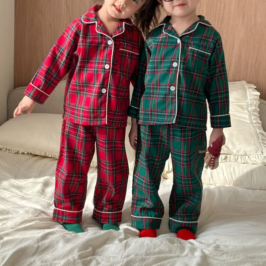 Festive Tartan Plaid Pajama Set (Kids/Junior)