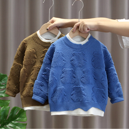 Textured Bear Appliqué Knit Sweater (Kids/Junior)