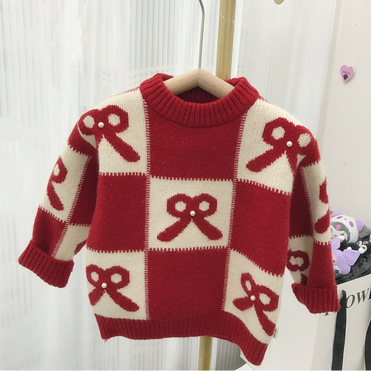 Ribbon Check Pattern Knit Sweater (Kids/Junior)