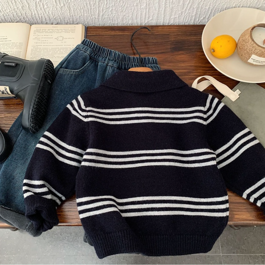 Classic Navy Stripe Collar Knit (Toddler/Kids)
