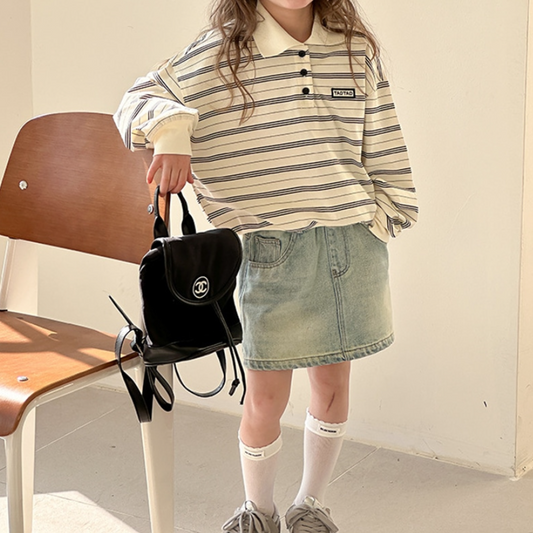 Relaxed Fit Stripe Collar Sweatshirt (Toddler/Kids/Junior)