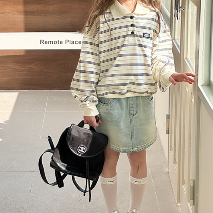 Relaxed Fit Stripe Collar Sweatshirt (Toddler/Kids/Junior)