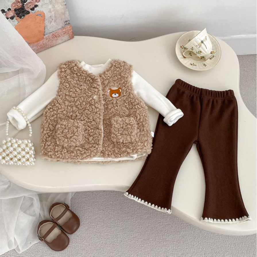 Lily Honey Brushed Flared Leggings (Baby/Toddler/Kids)
