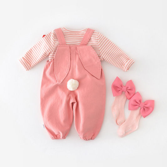 Strawberry Pink Rabbit Suspender Overalls (Baby/Toddler)