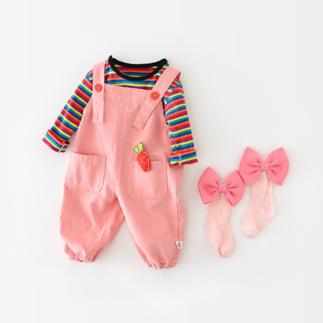 Strawberry Pink Rabbit Suspender Overalls (Baby/Toddler)