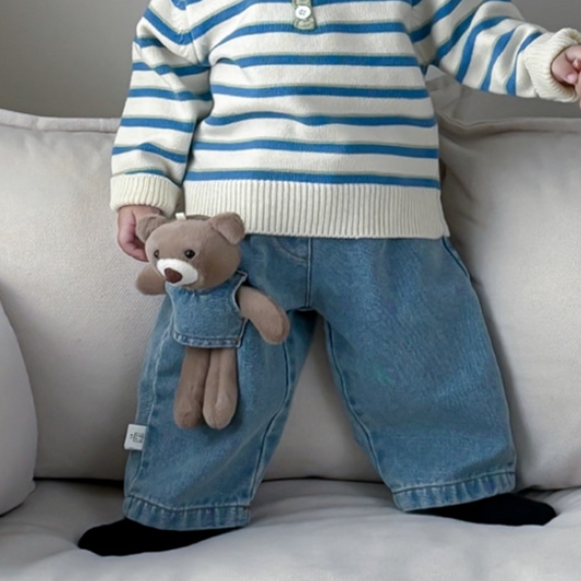 Stripe Collar Knit & Denim Set (Baby/Toddler/Kids)