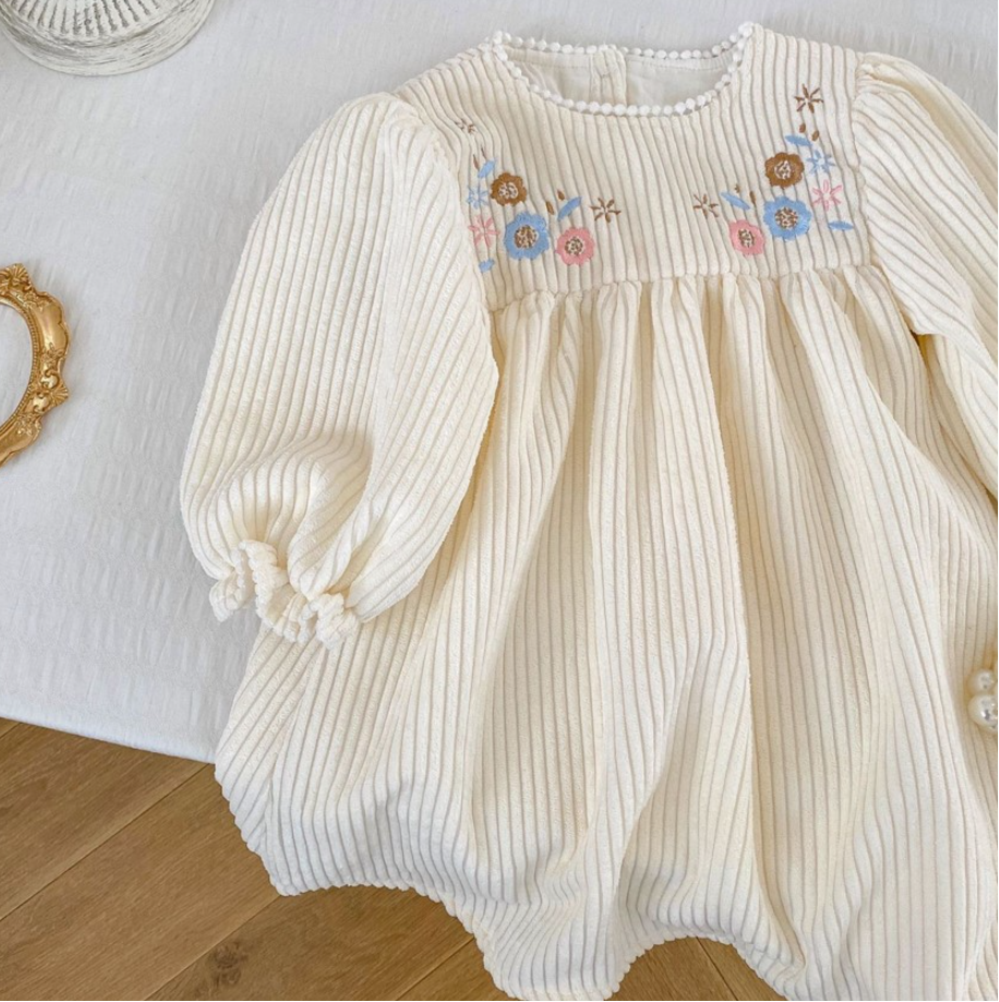 Sweet Embroidered Flower Corduroy Dress (Baby/Toddler/Kids)