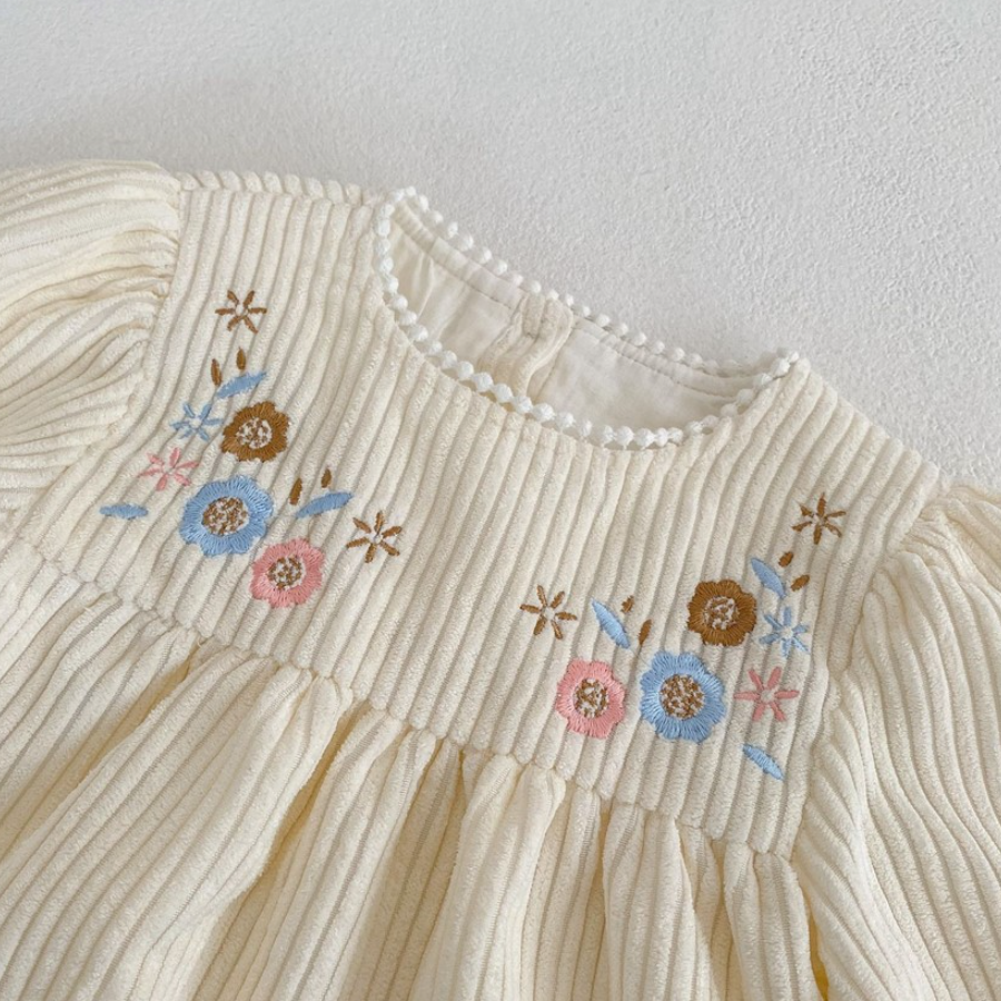 Sweet Embroidered Flower Corduroy Dress (Baby/Toddler/Kids)