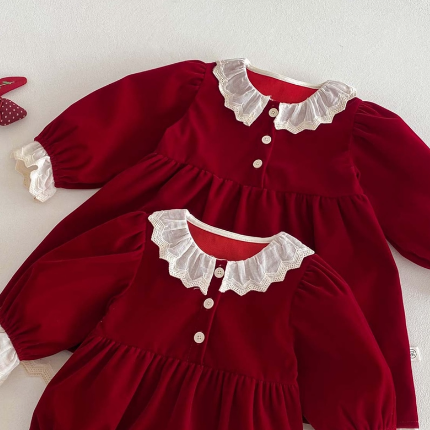 Elegant Ruby Lace Romper & Dress