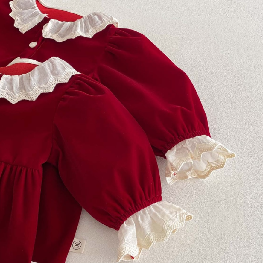 Elegant Ruby Lace Romper & Dress