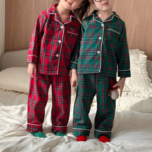 Festive Tartan Plaid Pajama Set (Kids/Junior)