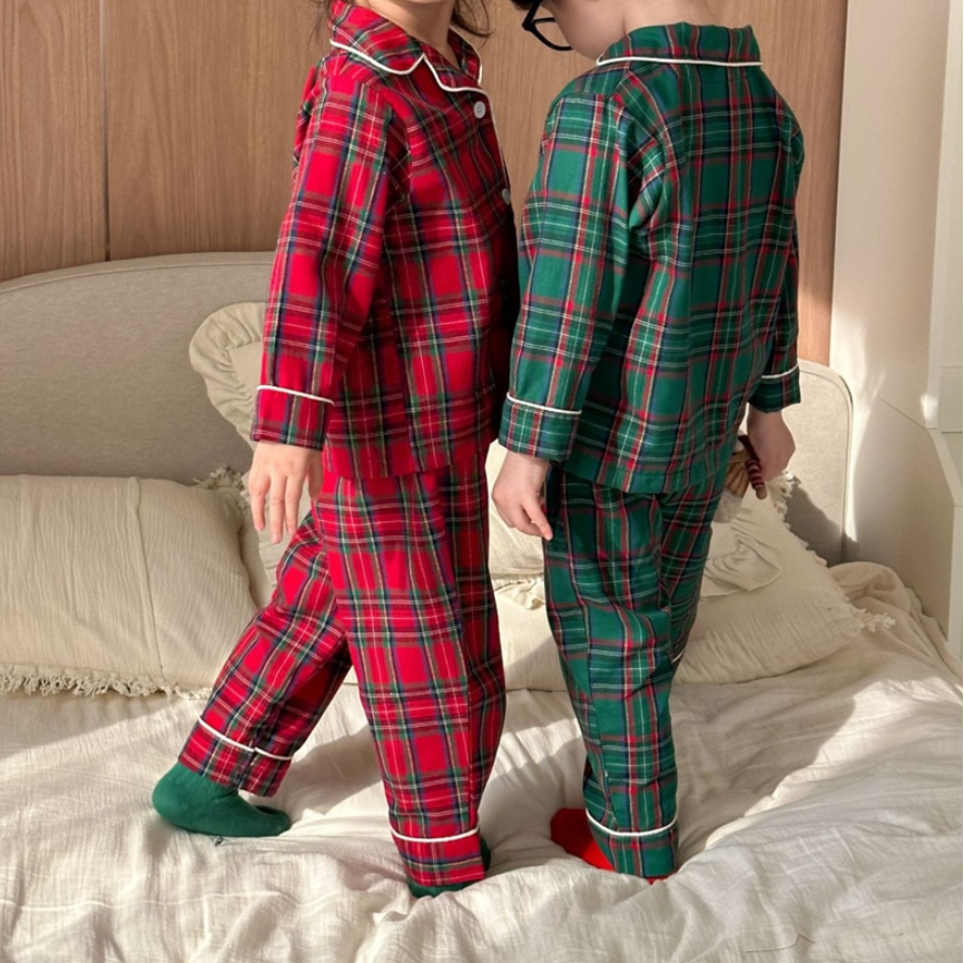 Festive Tartan Plaid Pajama Set (Kids/Junior)