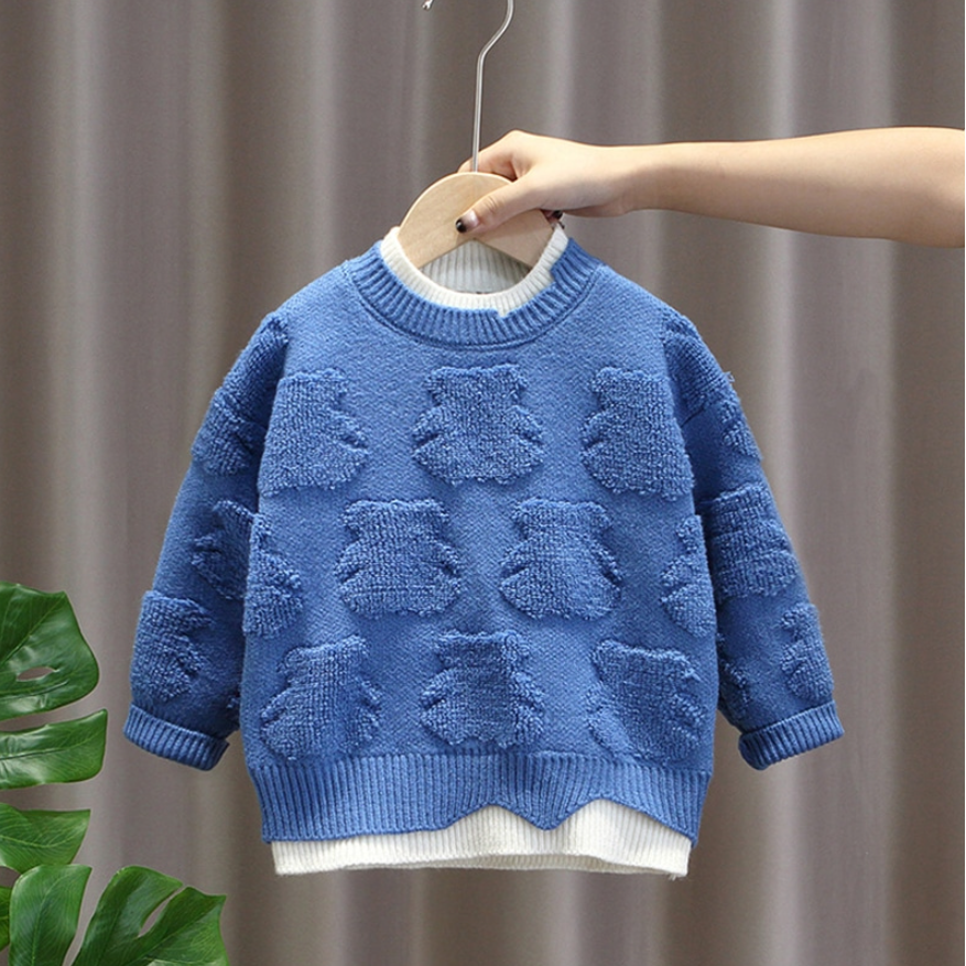 Textured Bear Appliqué Knit Sweater (Kids/Junior)
