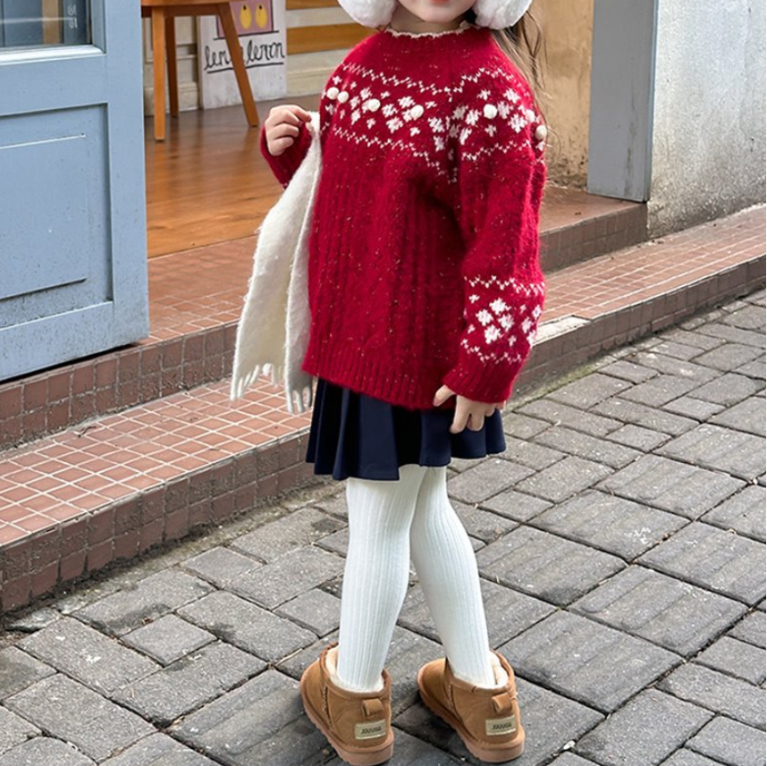 Wavy Collar Pattern Knit Sweater (Kids/Junior)