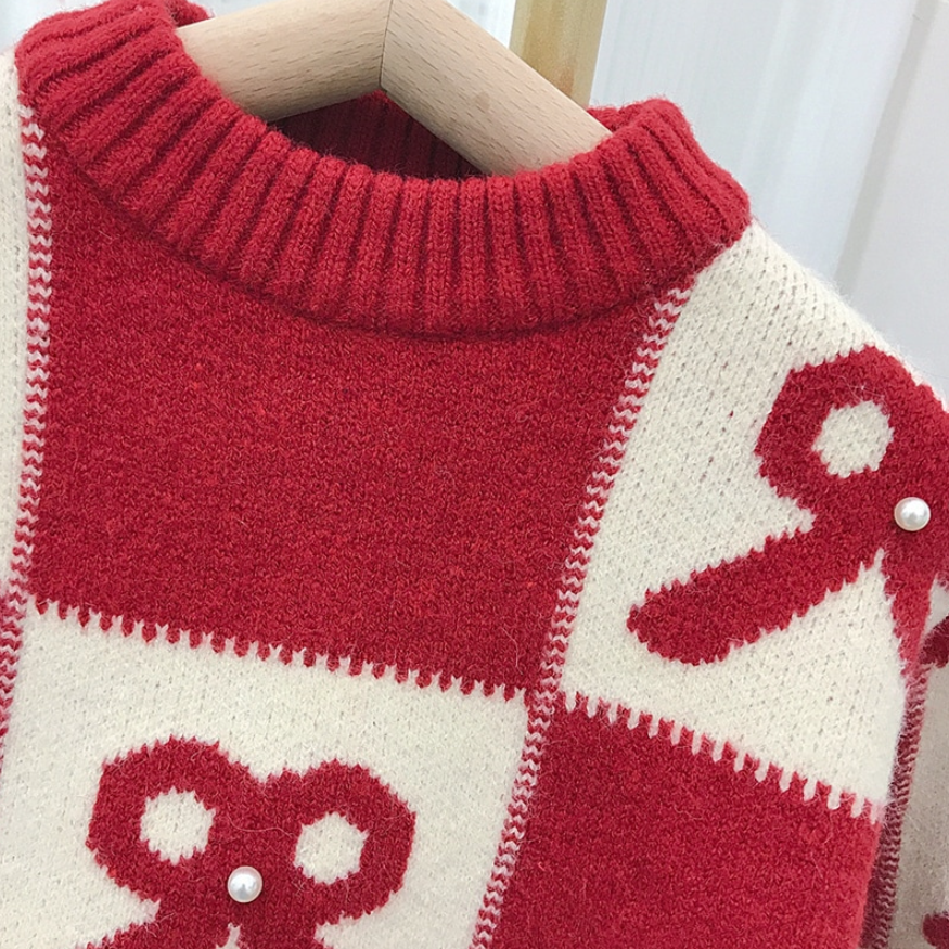 Ribbon Check Pattern Knit Sweater (Kids/Junior)