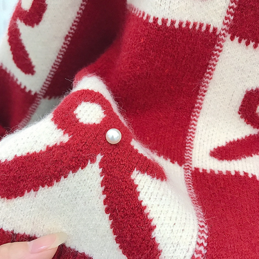 Ribbon Check Pattern Knit Sweater (Kids/Junior)