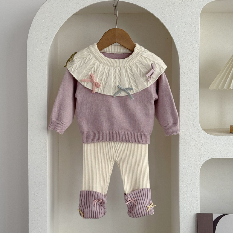 Pastel Ribbon Knit & Leggings Set (Baby/Toddler)