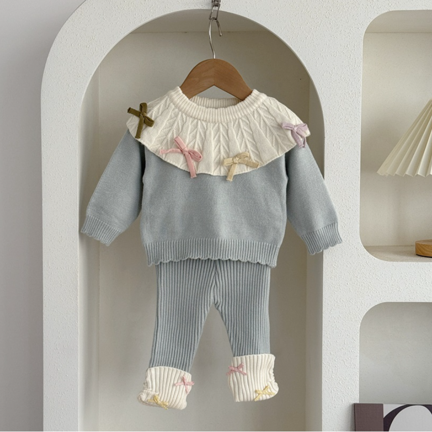 Pastel Ribbon Knit & Leggings Set (Baby/Toddler)
