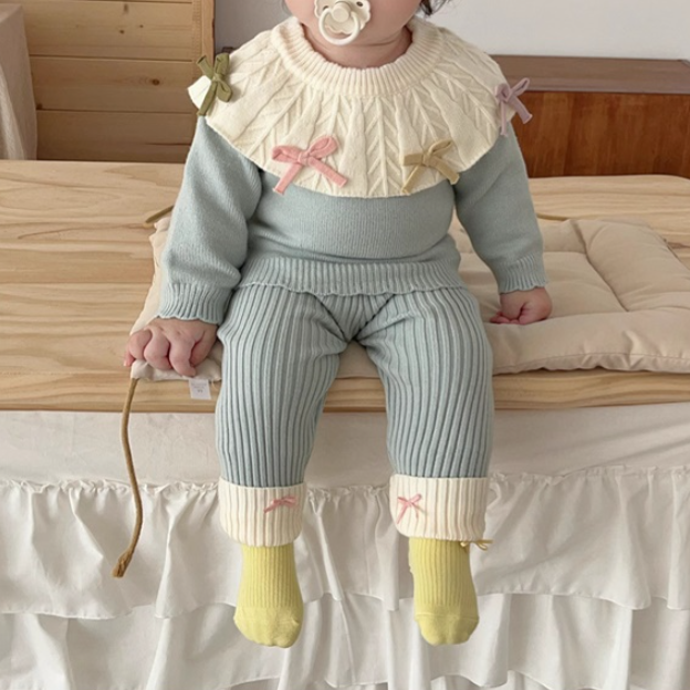 Pastel Ribbon Knit & Leggings Set (Baby/Toddler)