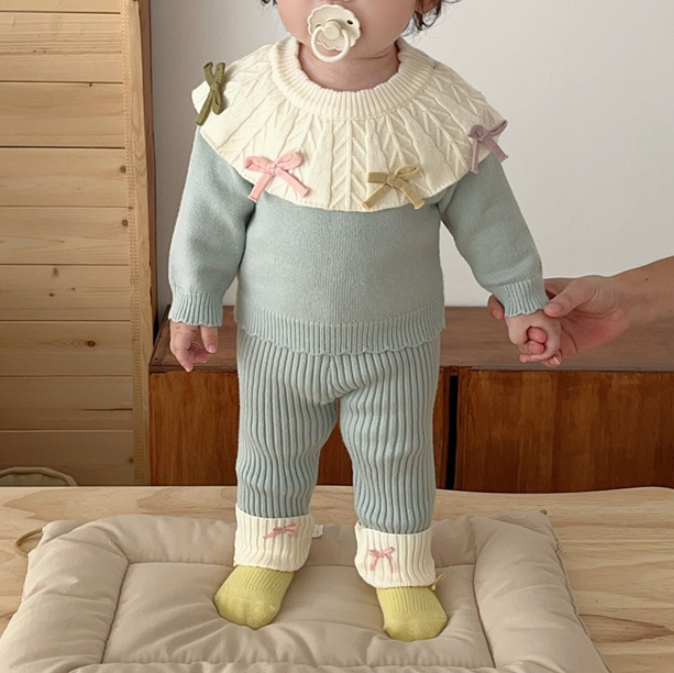Pastel Ribbon Knit & Leggings Set (Baby/Toddler)