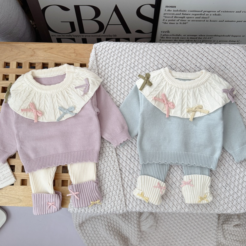 Pastel Ribbon Knit & Leggings Set (Baby/Toddler)