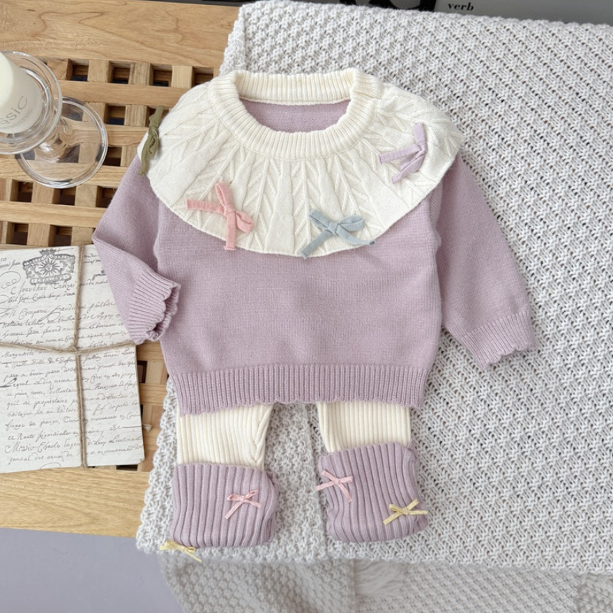 Pastel Ribbon Knit & Leggings Set (Baby/Toddler)