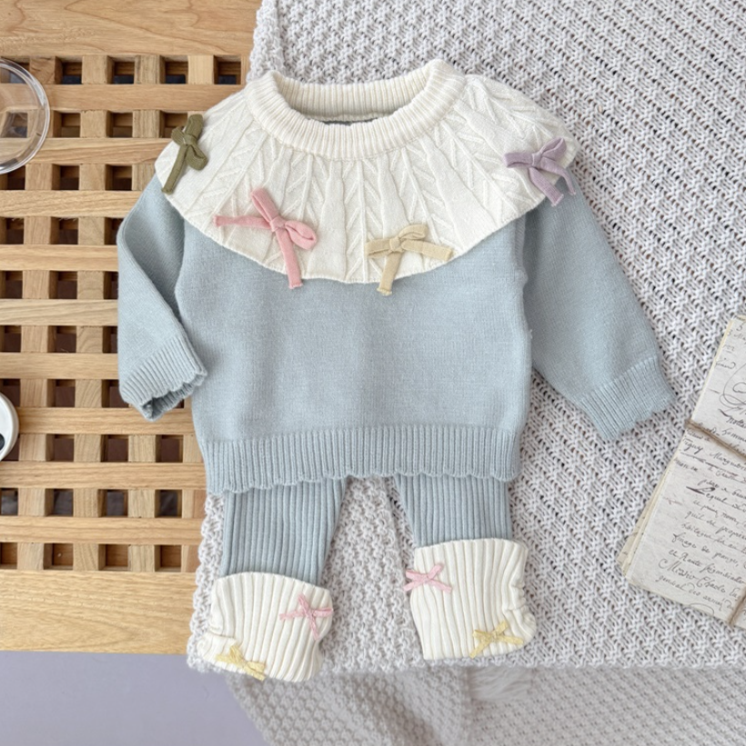 Pastel Ribbon Knit & Leggings Set (Baby/Toddler)