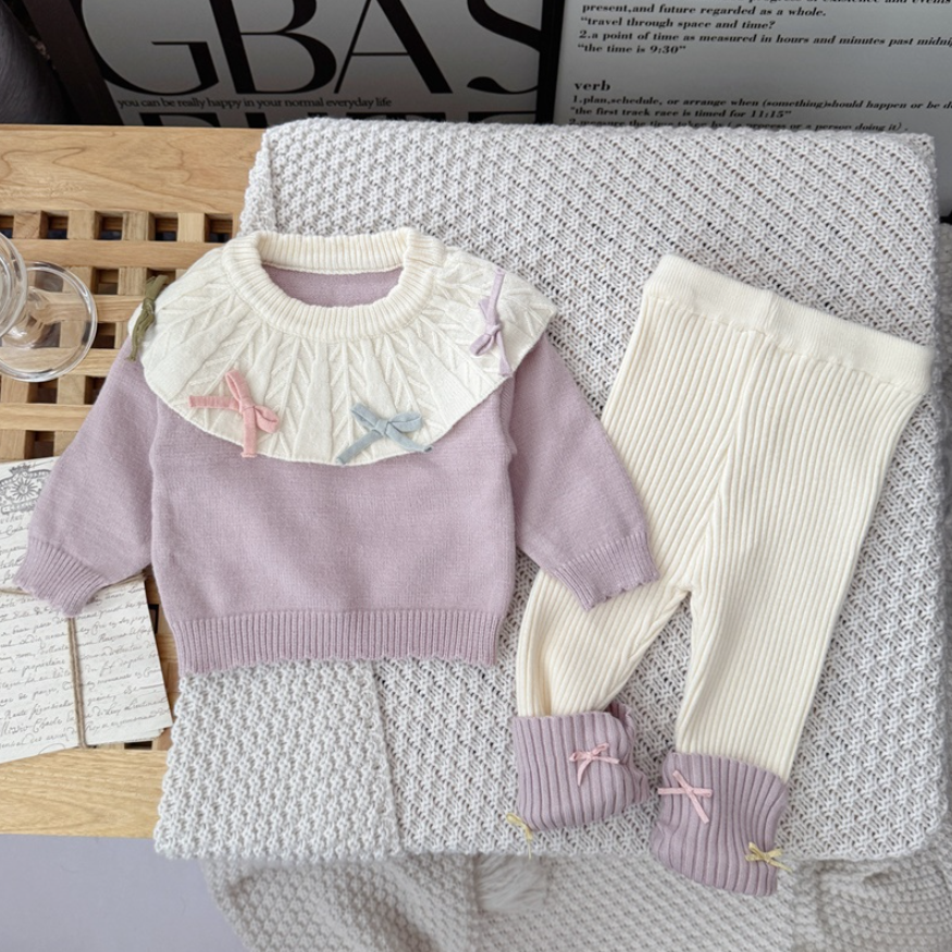 Pastel Ribbon Knit & Leggings Set (Baby/Toddler)