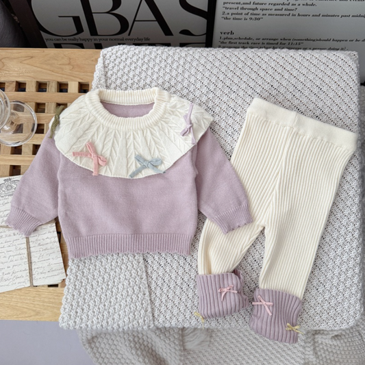 Pastel Ribbon Knit & Leggings Set (Baby/Toddler)