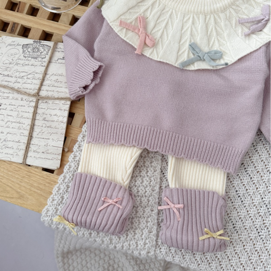 Pastel Ribbon Knit & Leggings Set (Baby/Toddler)