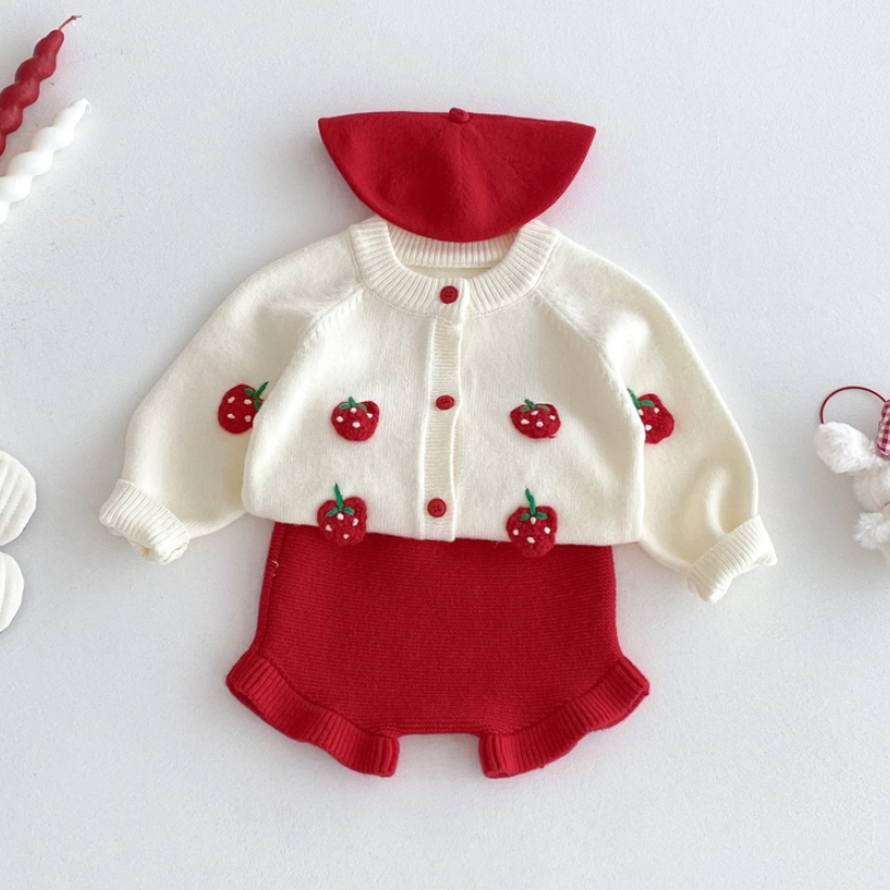 Sweet Berry Knit Cardigan and Pants Set