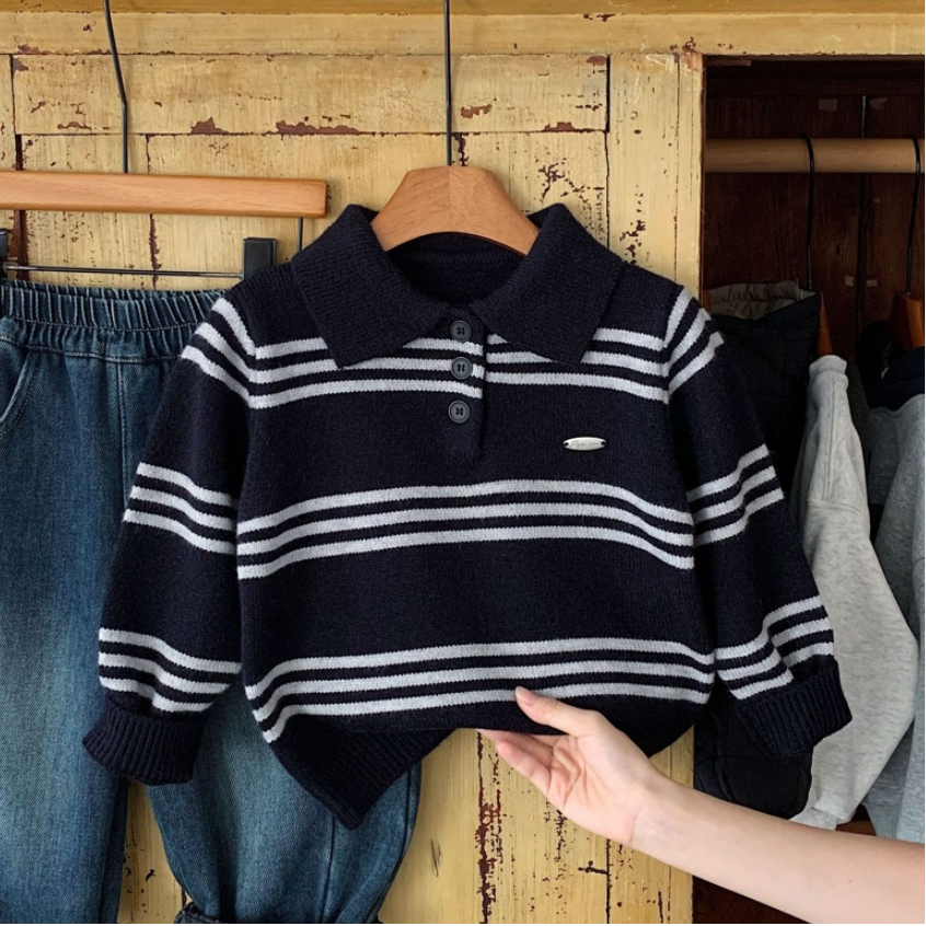 Classic Navy Stripe Collar Knit (Toddler/Kids)