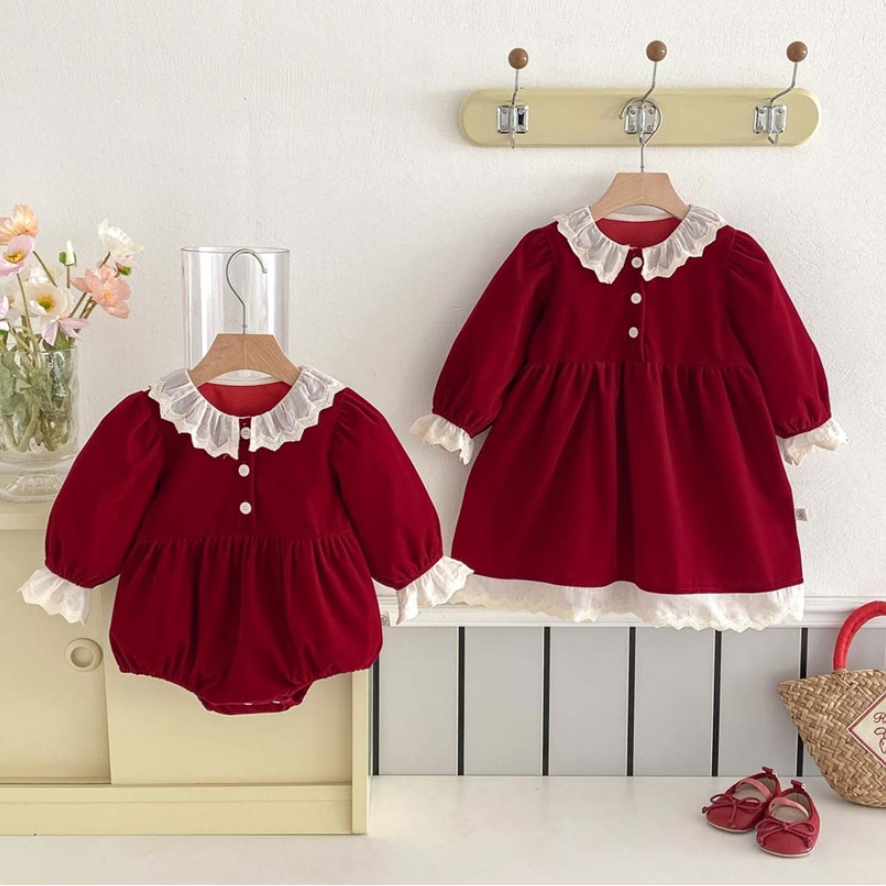 Elegant Ruby Lace Romper & Dress